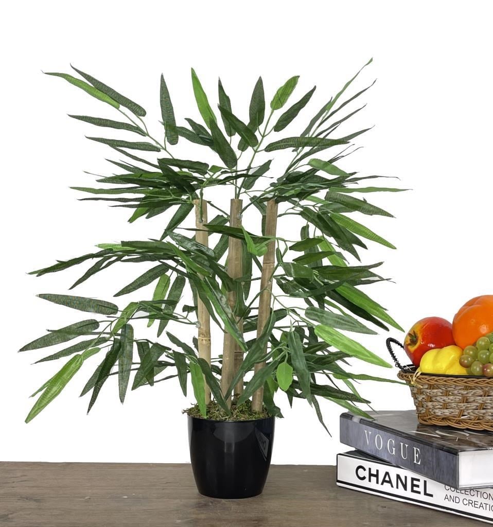 Yapay Ağaç Bambu Ağacı 4 Gövdeli 50X35 Siyah Plastik Saksılı
