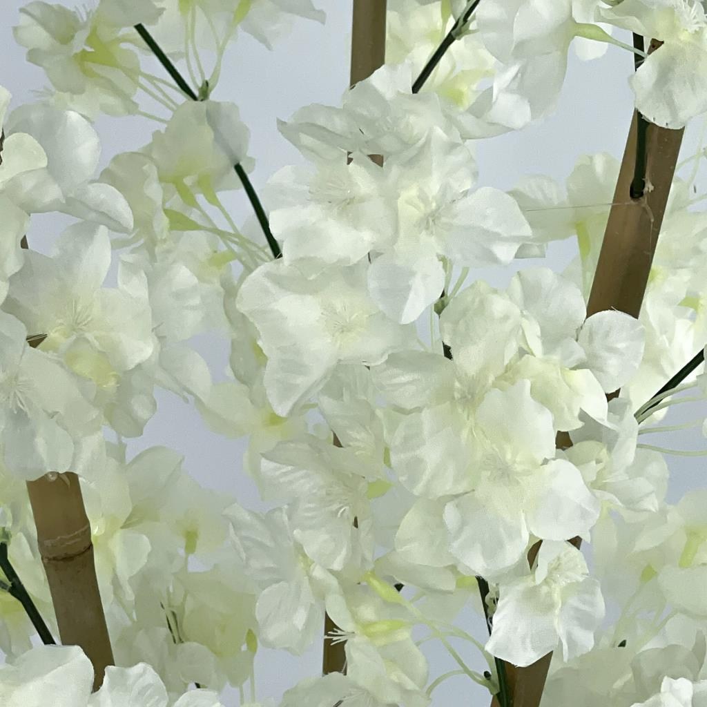 Yapay Ağaç Bambu Dalında Beyaz Bahardalı Ağacı 80 cm Ağacı Japon Kiraz Çiçeği 