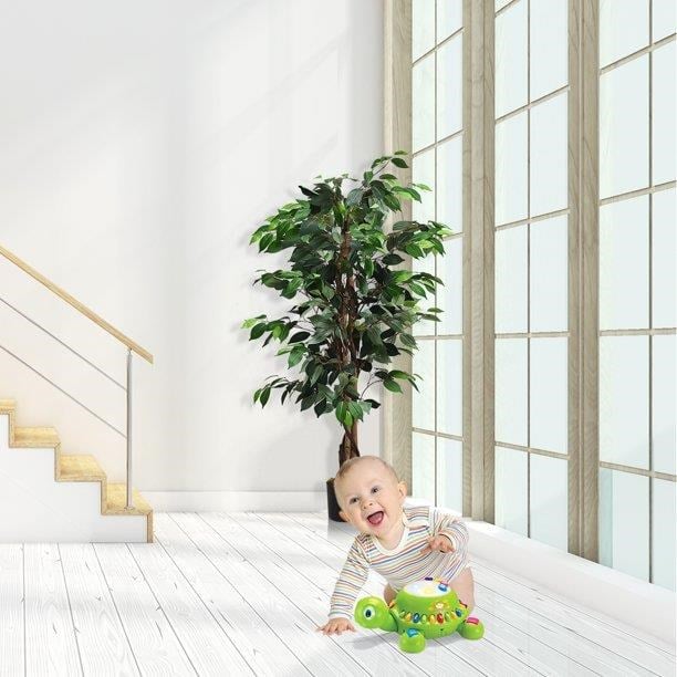 Yapay Ağaç Benjamin 2 Gövdeli Çalılı 120x70cm Siyah Plastik Saksılı