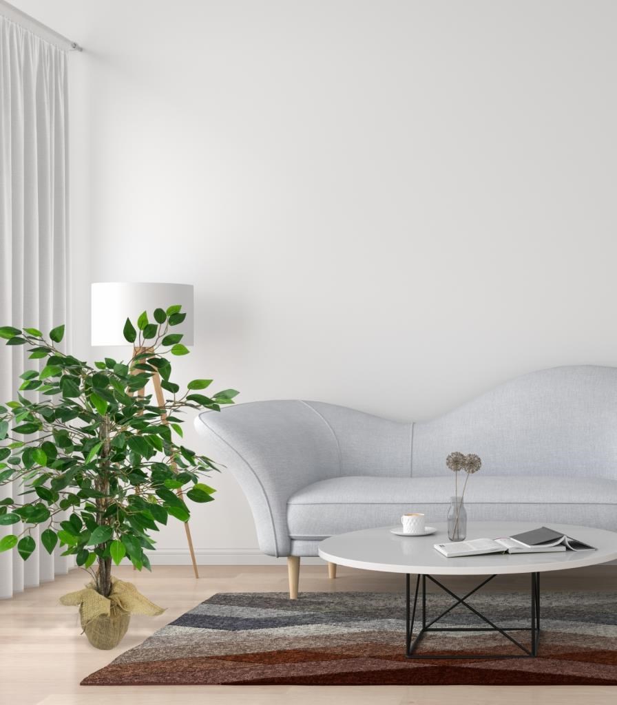 Yapay Ağaç Benjamin 3 Gövdeli Çalılı 100x60cm Keten Sarılı Siyah Plastik Saksılı