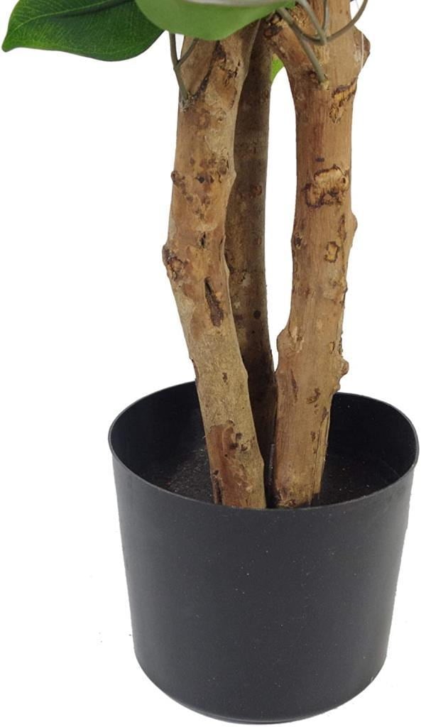 Yapay Ağaç Benjamin 3 Gövdeli Çalılı 100x60cm Siyah Plastik Saksılı