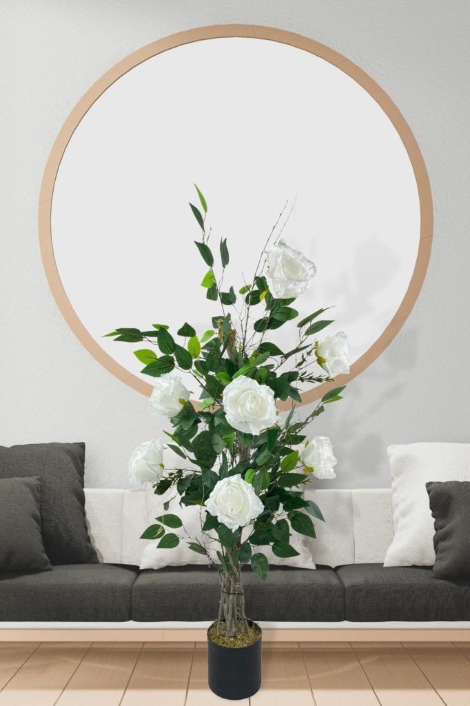 Yapay Ağaç Beyaz Gül Ağacı 90cm Doğal Salex Dallı
