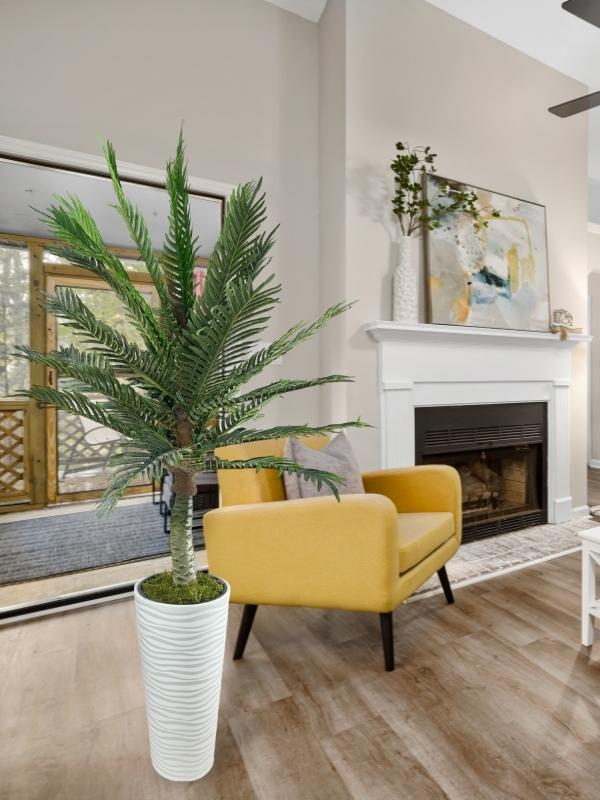 Yapay Ağaç Coco Palmiye Ağacı Beyaz Kumsal Vazoda 190*80 cm