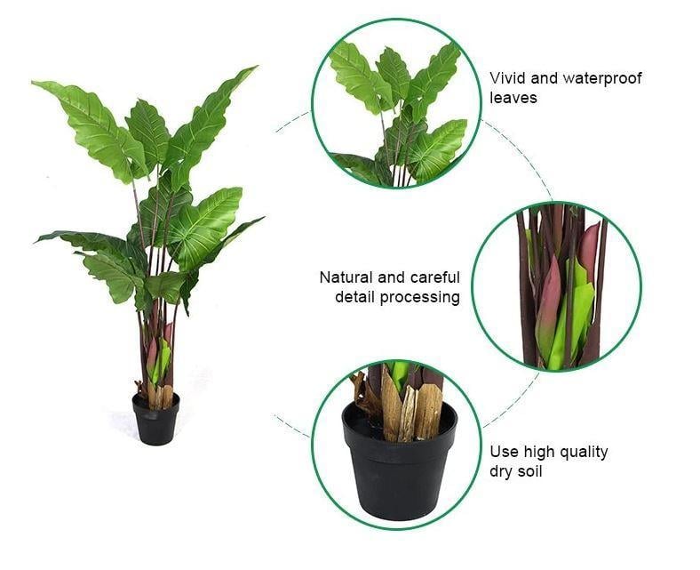 Yapay Ağaç Dev Fil Kulağı Taro Ağacı 150 cm 20 yaprak