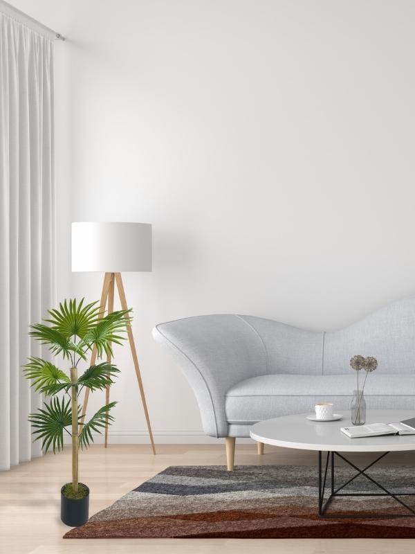 Yapay Ağaç Fanpalm 8Yaprak 85*45cm Yelpaze Palmiye Siyah Aleminyum Saksı