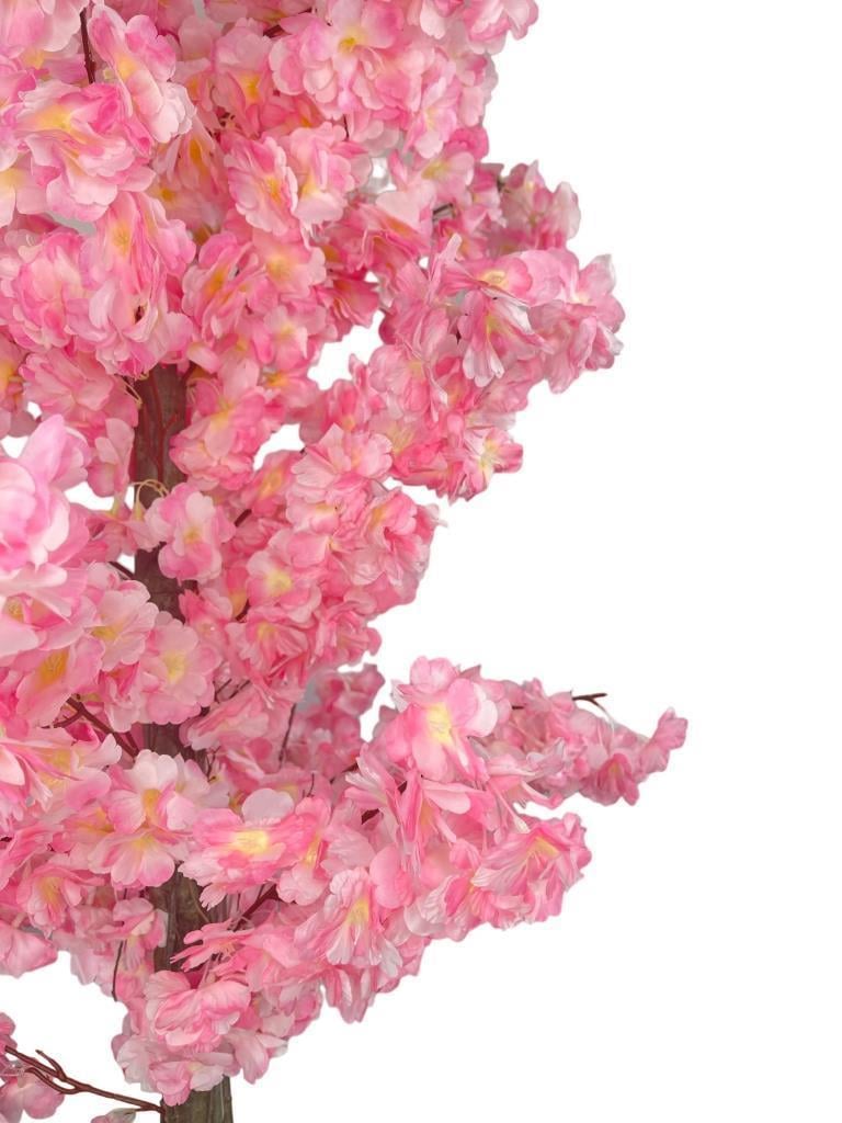 Yapay Ağaç Japon Kiraz Çiçeği Bahardalı Ağacı Galvaniz Saksıda Pembe Koyu Renkli 180cm