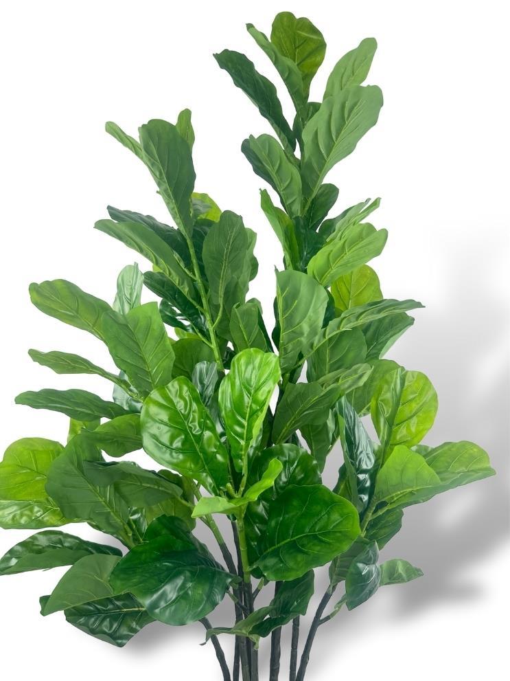 Yapay Ağaç Keman Yapraklı Kavuçuk Yeşil Salon Bitkisi Beyaz Gold Galvaniz Saksıda 140cm