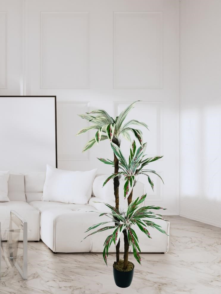 Yapay Ağaç Kızıl Beyaz Yukka 3Katlı 54 Yaprak 130*65cm
