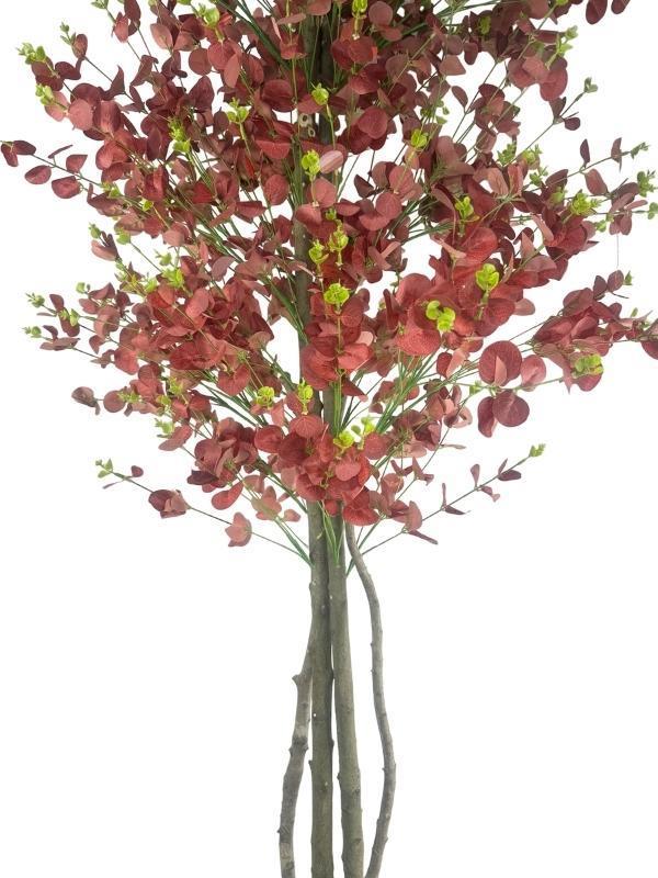 Yapay Ağaç Kızılkahve Okaliptus 2 Gövdeli Çalılı 180*80cm Siyah Plastik Saksılı