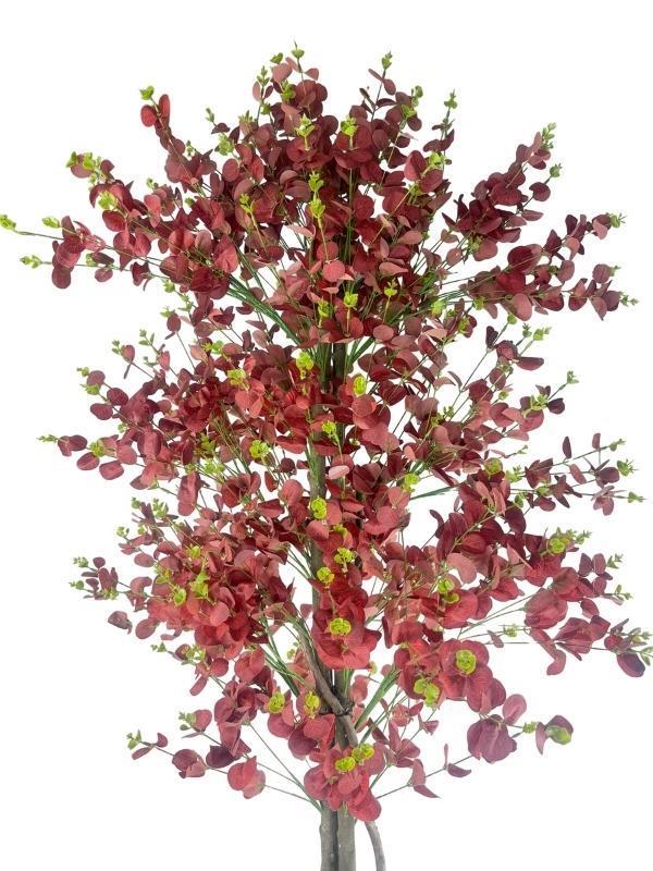 Yapay Ağaç Kızılkahve Okaliptus 2 Gövdeli Çalılı 180*80cm Siyah Plastik Saksılı