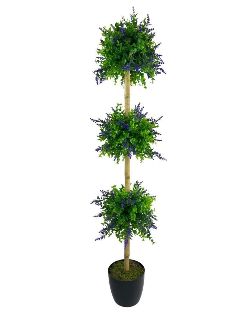 Yapay Ağaç Lavantalı Şimşir Top Siyah Saksılı 115*30cm