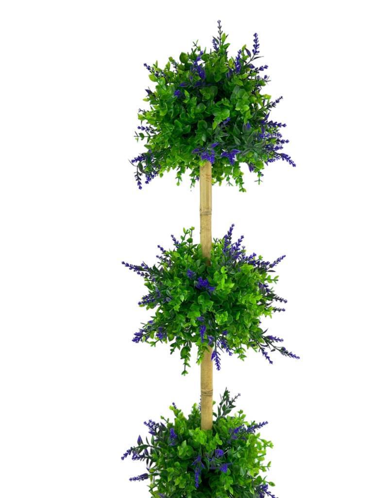 Yapay Ağaç Lavantalı Şimşir Top Siyah Saksılı 115*30cm