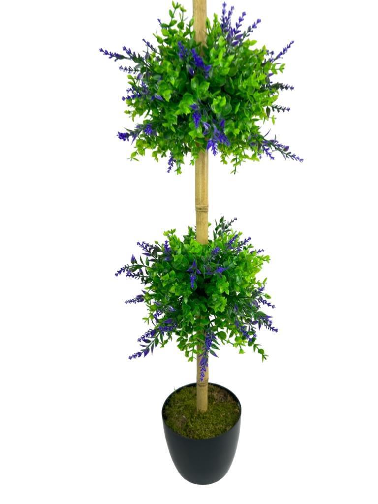 Yapay Ağaç Lavantalı Şimşir Top Siyah Saksılı 115*30cm