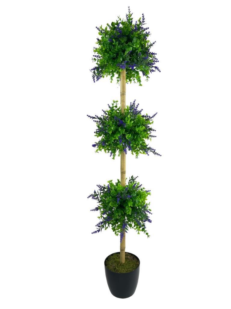 Yapay Ağaç Lavantalı Şimşir Top Siyah Saksılı 115*30cm