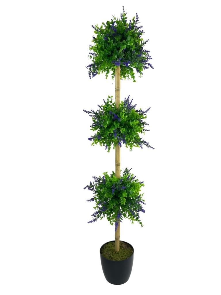 Yapay Ağaç Lavantalı Şimşir Top Siyah Saksılı 115*30cm
