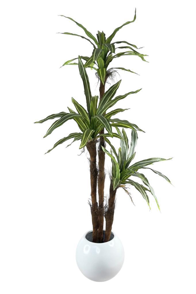 Yapay Ağaç Lüx Yukka Fiber Beyaz Küre Saksıda 3Katlı 150*60cm Ofis Çiçeği 