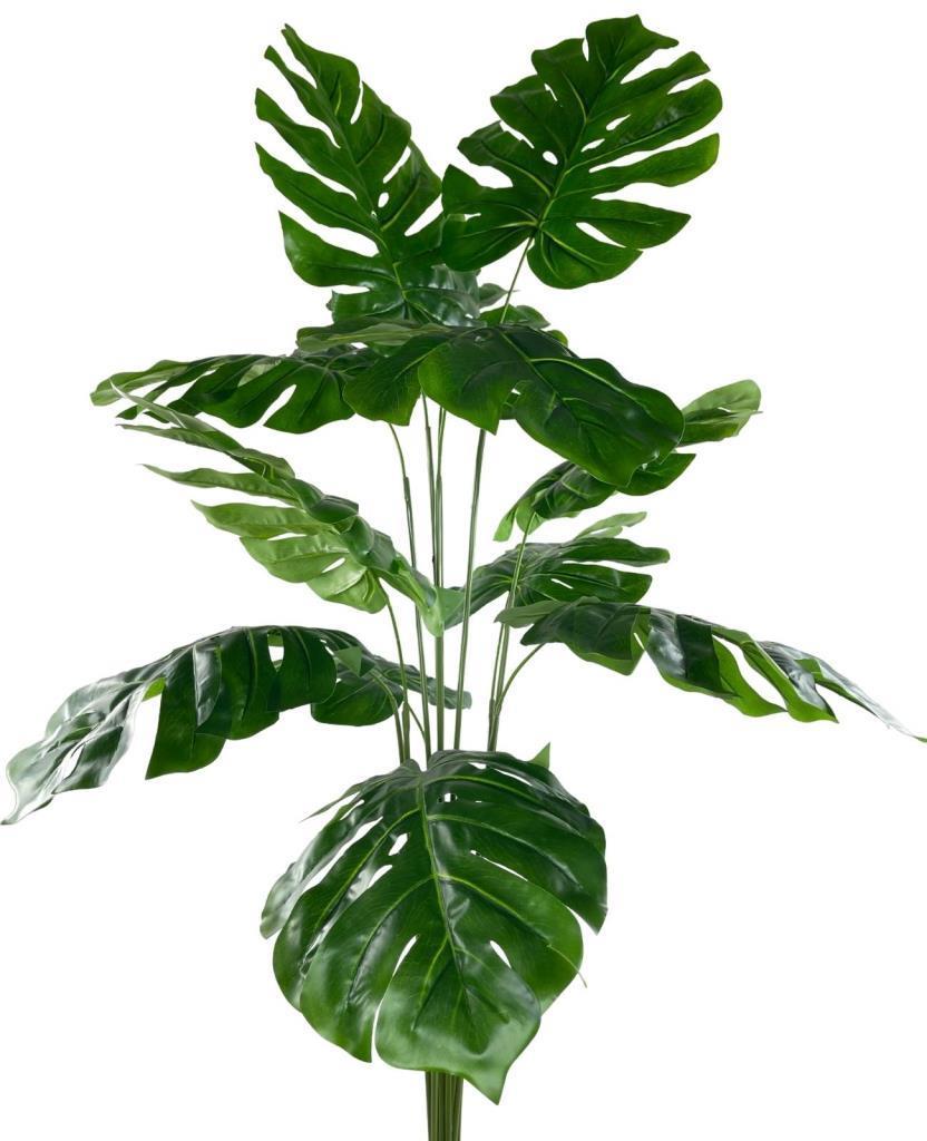 Yapay Ağaç Monstera Ağacı Salon Bitkisi Siyah Gold Metal Vazoda 130 cm 12 Yaprak