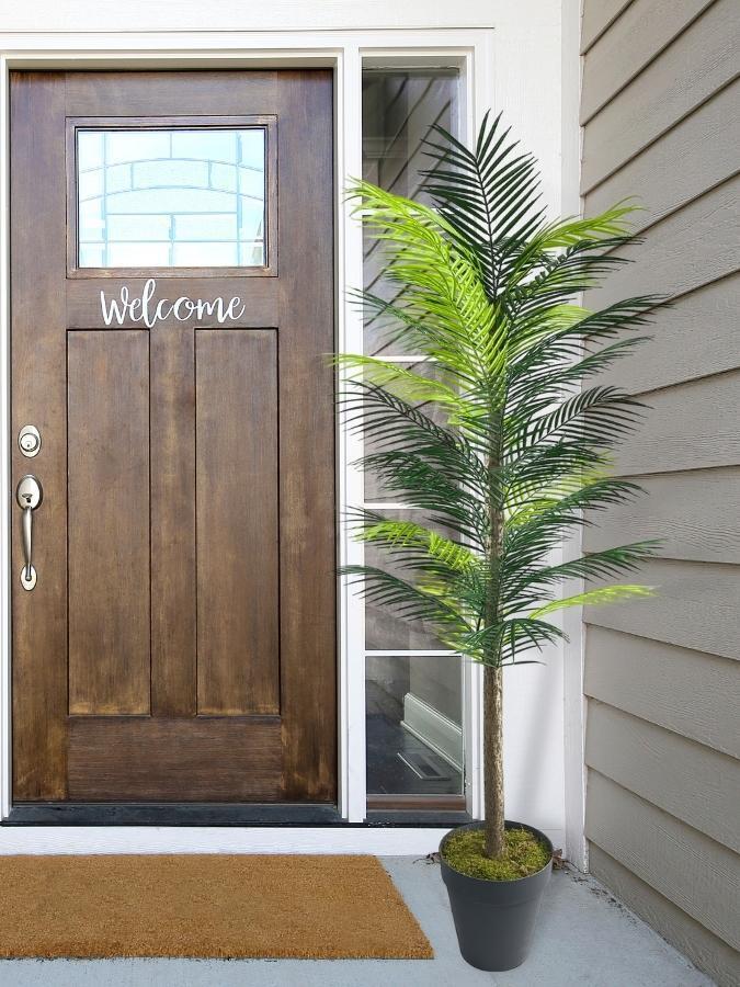 Yapay Ağaç Palmiye 160*70Cm 36 Yaprak Areka Ağacı Siyah Saksıda Tek Gövdeli