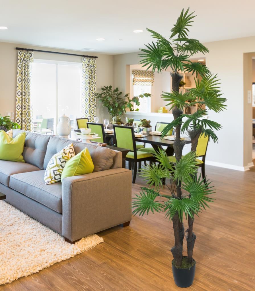 Yapay Ağaç Palmiye Fanpalm 3Katlı 24Yaprak Siyah Plastik Saksıda 165*65cm