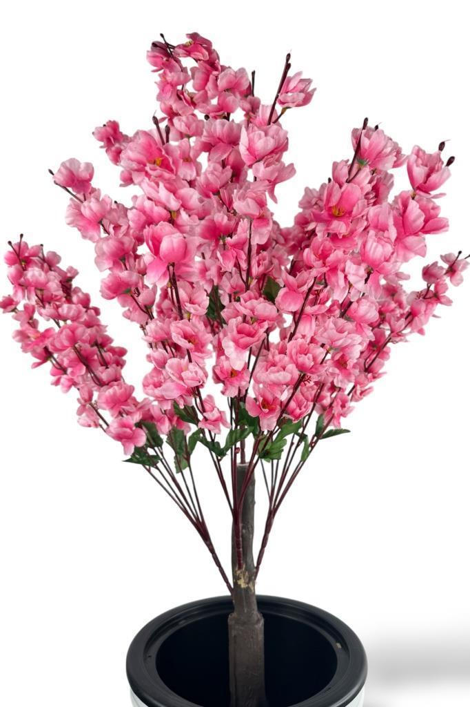 Yapay Ağaç Pembe Bahardalı Ağacı Antrasit Kumsal Vazoda 130cm Japon Kiraz Çiçeği