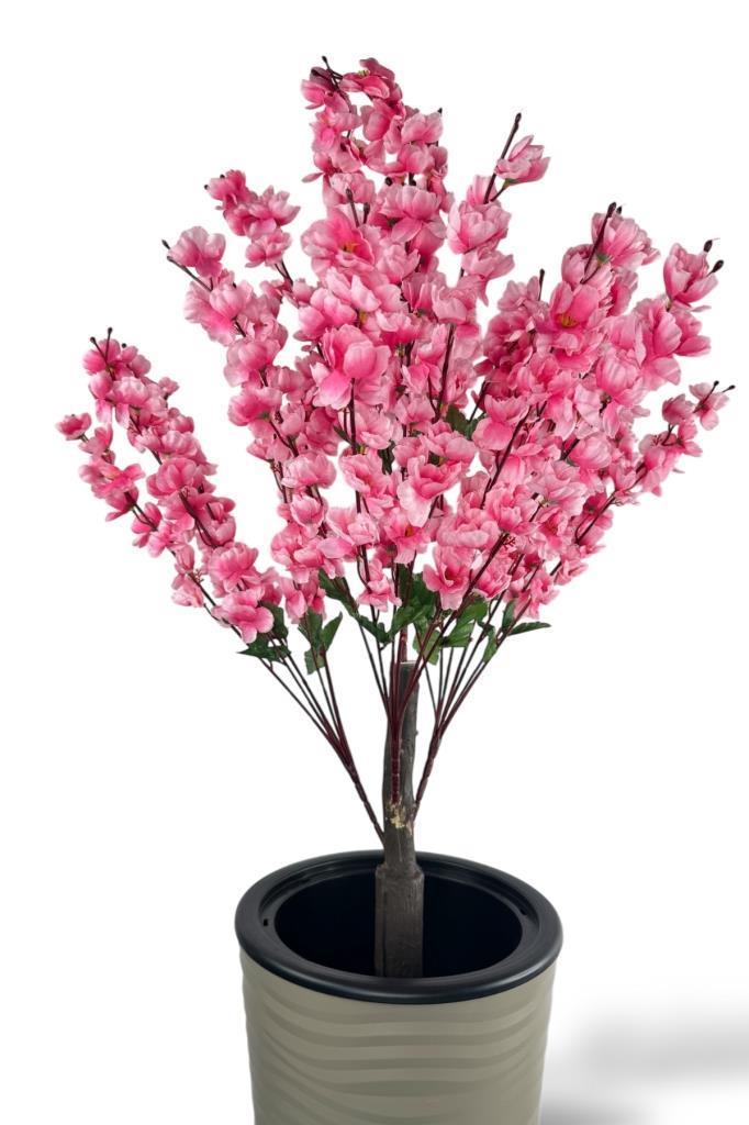 Yapay Ağaç Pembe Bahardalı Ağacı Dore Kumsal Vazoda 130cm Japon Kiraz Çiçeği