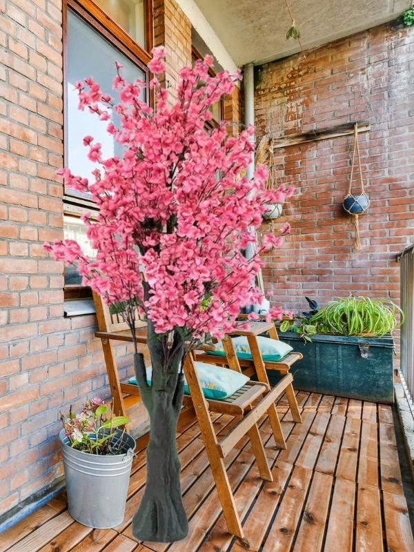 Yapay Ağaç Pembe Japon Kiraz Çiçeği Hazır Gövdeli Bahardalı Ağacı 170 cm Sakura Çiçeği