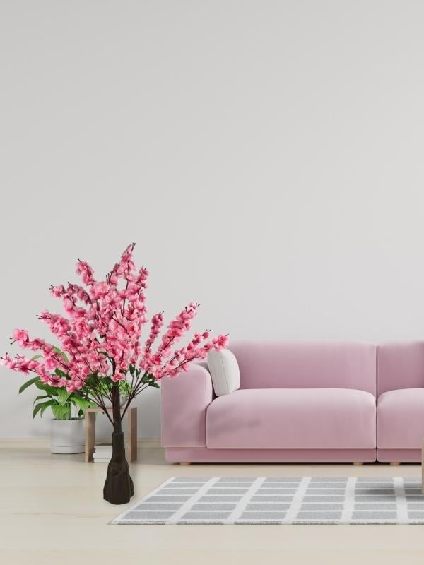 Yapay Ağaç Pembe Japon Kiraz Çiçeği Hazır Gövdeli Bahardalı Ağacı 100cm Sakura Çiçeği