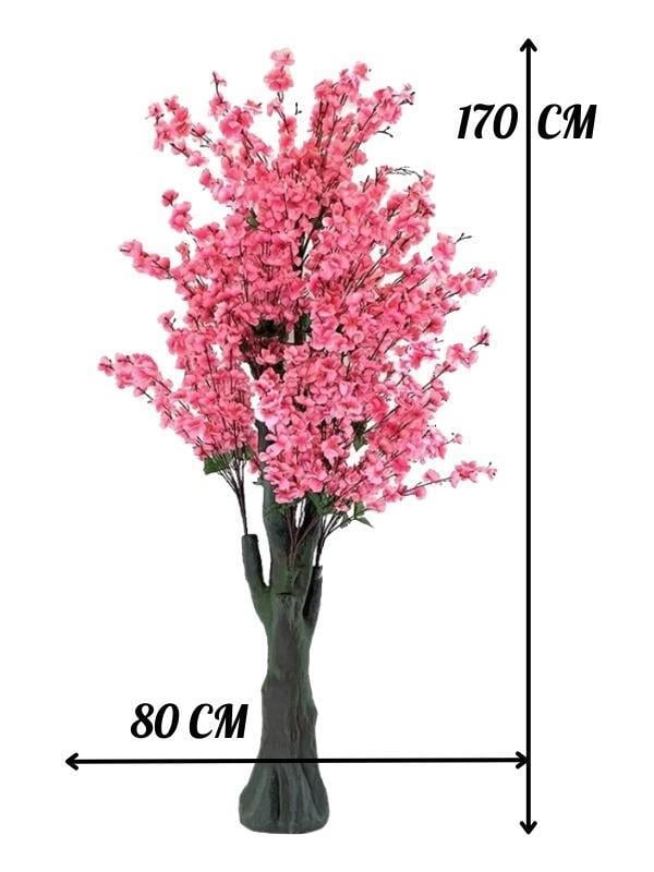 Yapay Ağaç Pembe Japon Kiraz Çiçeği Hazır Gövdeli Bahardalı Ağacı 170 cm Sakura Çiçeği
