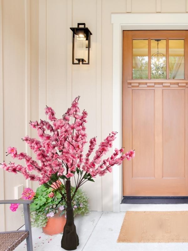 Yapay Ağaç Pembe Japon Kiraz Çiçeği Hazır Gövdeli Bahardalı Ağacı 100cm Sakura Çiçeği