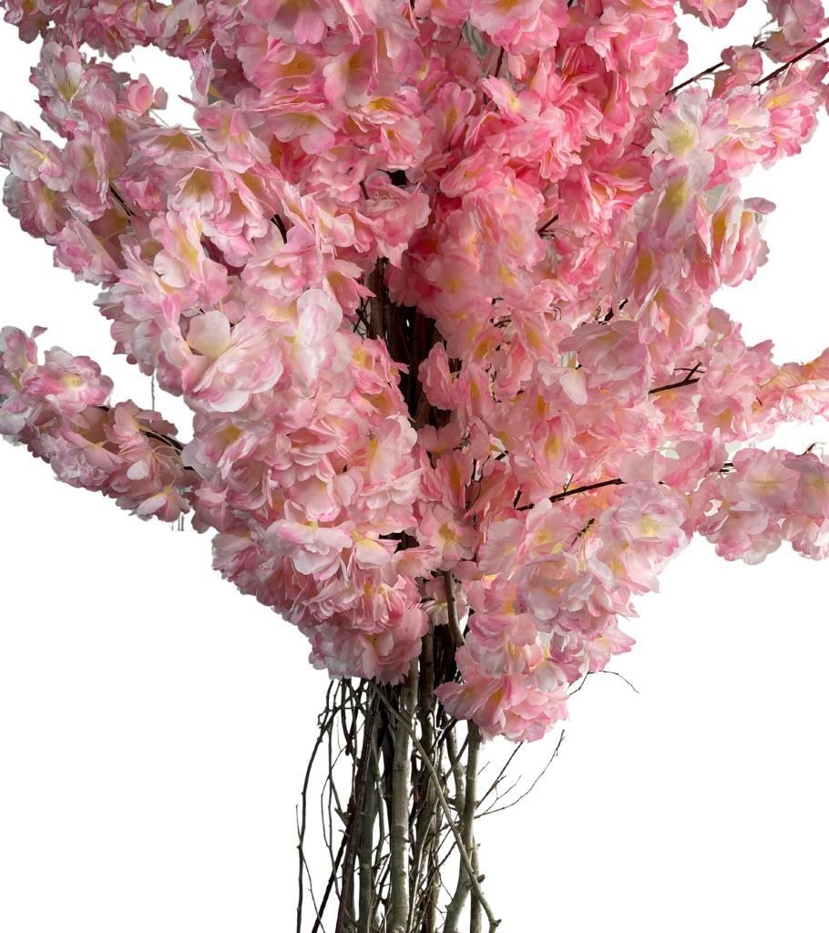Yapay Ağaç Pembe Sakura Bahardalı Ağacı Siyah Uzun Kumsal Vazoda 200cm