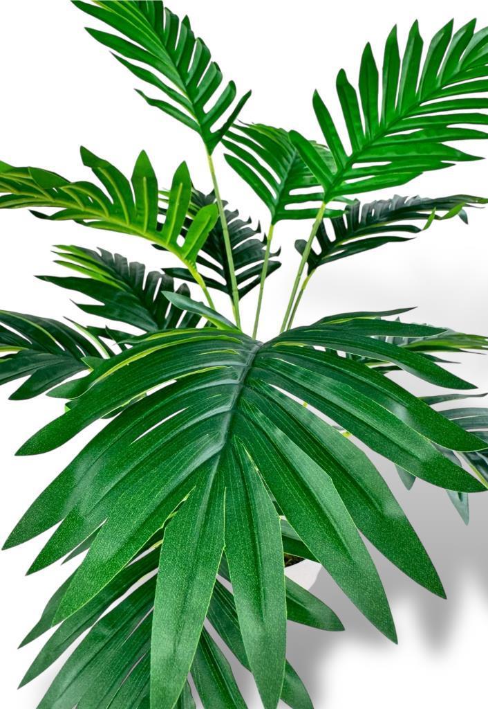 Yapay Ağaç Salon Bitkisi Areka Palmiye Krem Saksıda 60cm 12 Yaprak Plastik