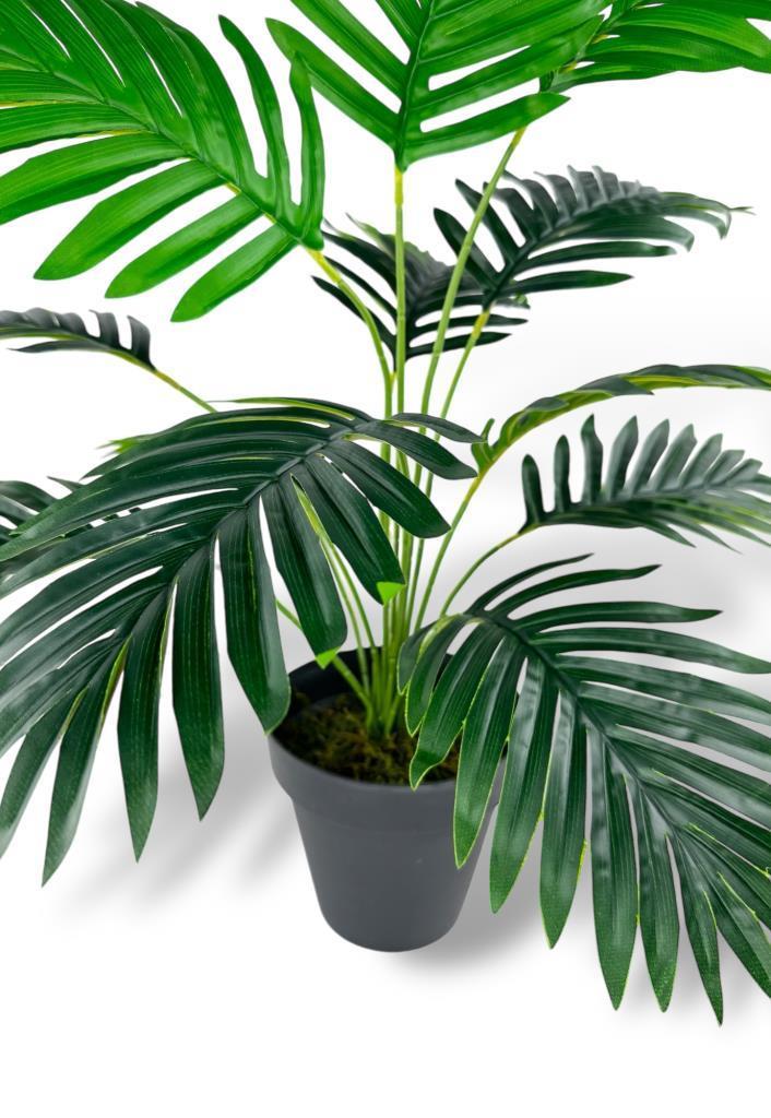 Yapay Ağaç Salon Bitkisi Areka Palmiye Siyah Saksıda 60cm 12 Yaprak Plastik
