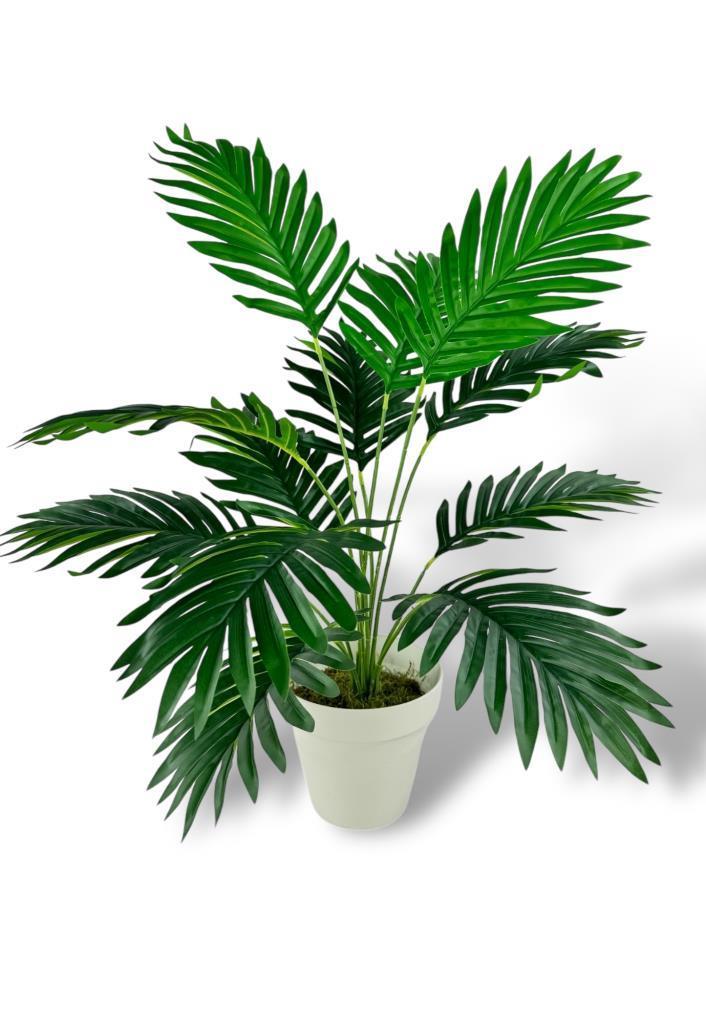 Yapay Ağaç Salon Bitkisi Areka Palmiye Krem Saksıda 60cm 12 Yaprak Plastik