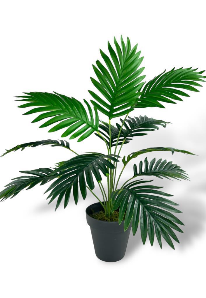 Yapay Ağaç Salon Bitkisi Areka Palmiye Siyah Saksıda 60cm 12 Yaprak Plastik