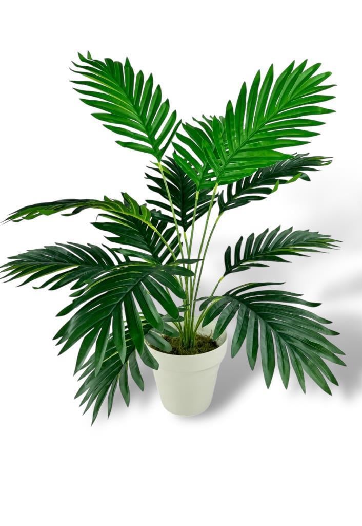 Yapay Ağaç Salon Bitkisi Areka Palmiye Krem Saksıda 60cm 12 Yaprak Plastik