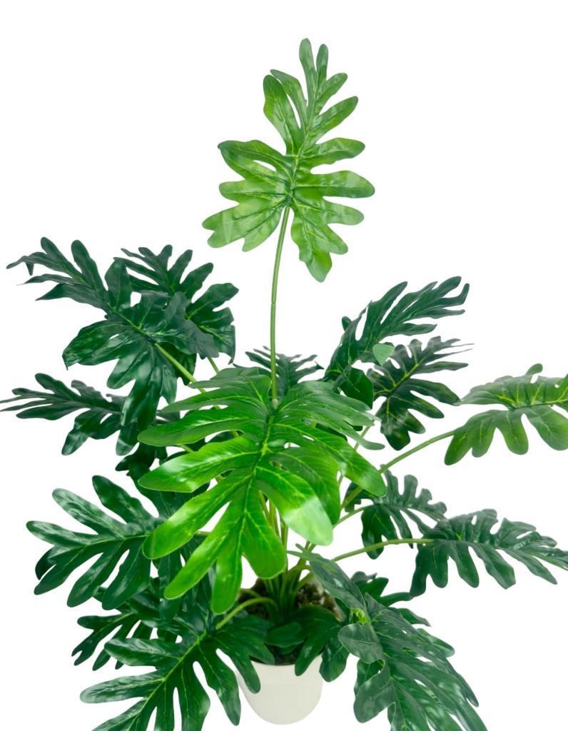 Yapay Ağaç Salon Bitkisi Syngonium 70 cm 18 Yaprak Beyaz Saksıda