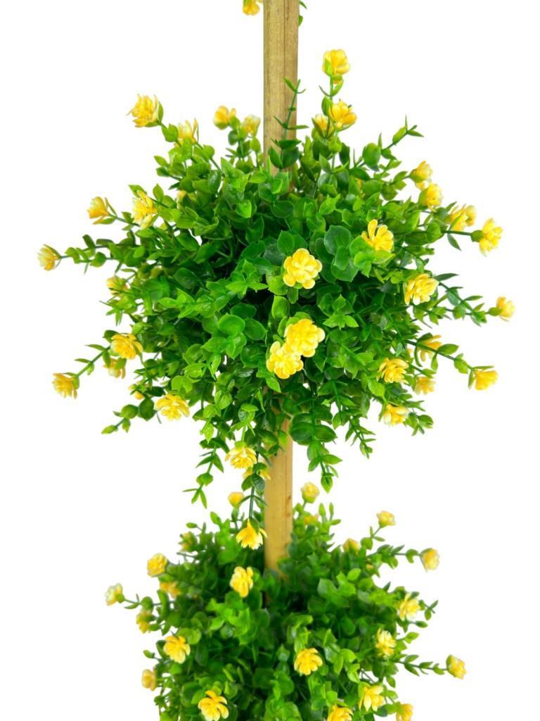 Yapay Ağaç Sarı Mineli Şimşir Top Siyah Saksılı 115*30cm 