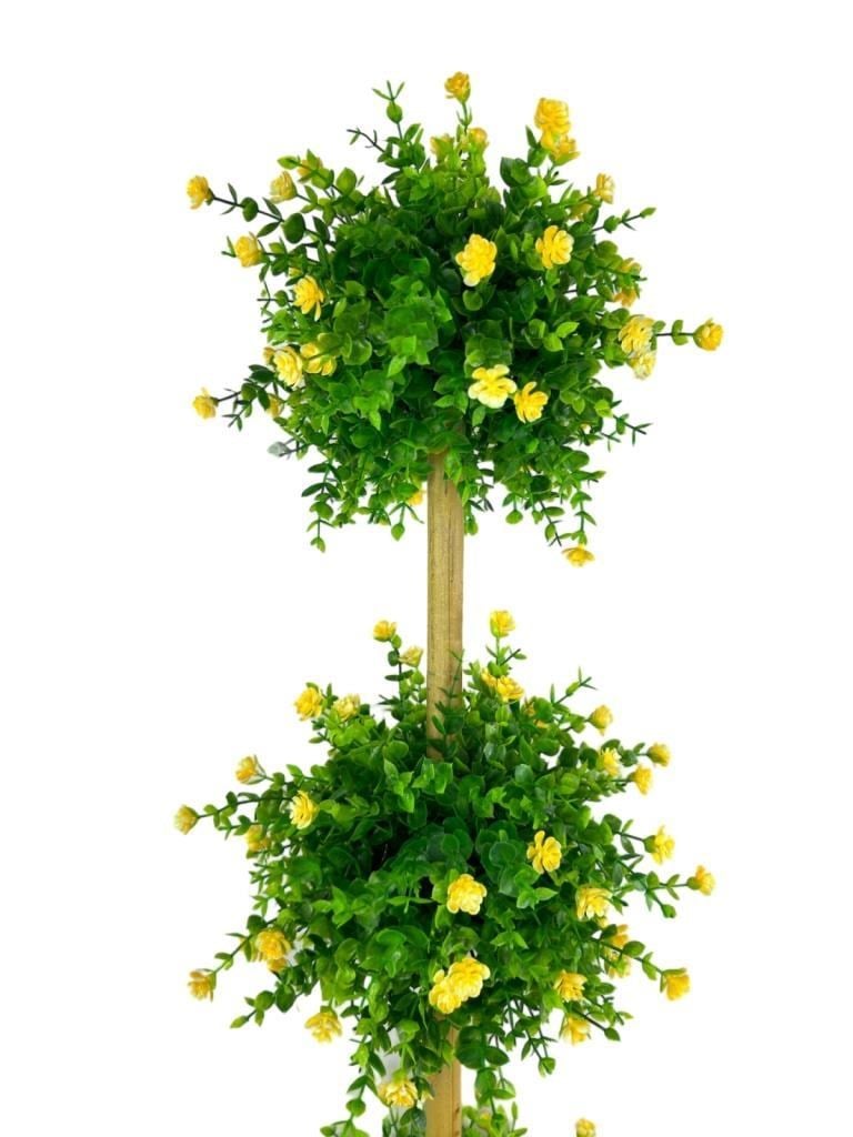 Yapay Ağaç Sarı Mineli Şimşir Top Siyah Saksılı 115*30cm 