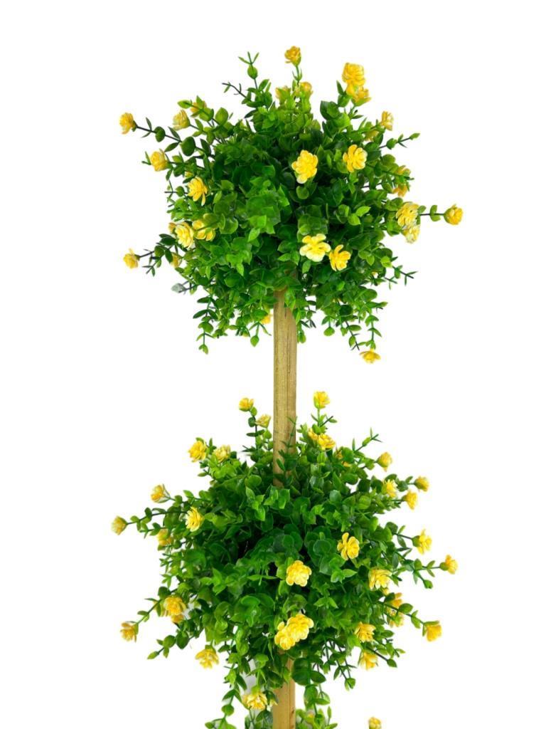 Yapay Ağaç Sarı Mineli Şimşir Top Siyah Saksılı 115*30cm 