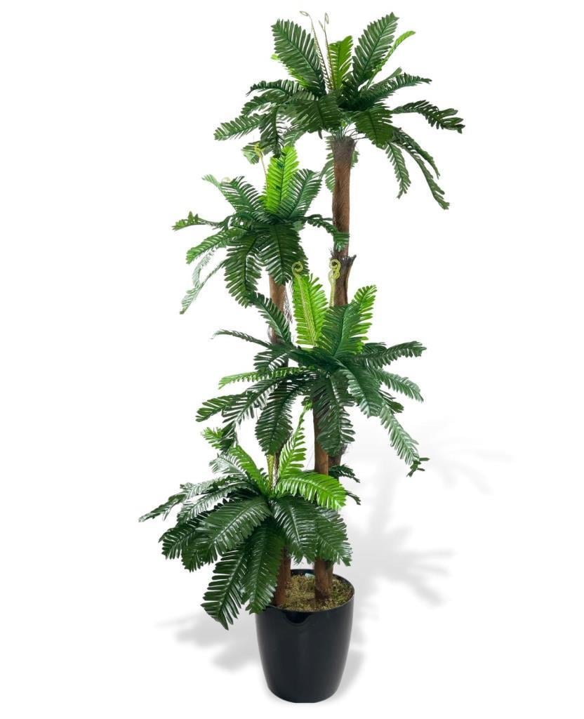 Yapay Ağaç Sıkas Palmiye 4Katlı 84Yaprak 150cm Salon Çiçeği Yapay Çiçek