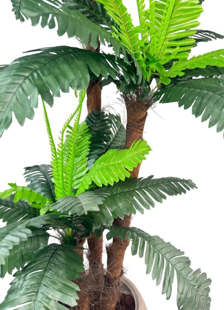 Yapay Ağaç Sıkas Palmiye Ağacı Antrasit Küre Saksıda 120*50cm 45 Yapraklı