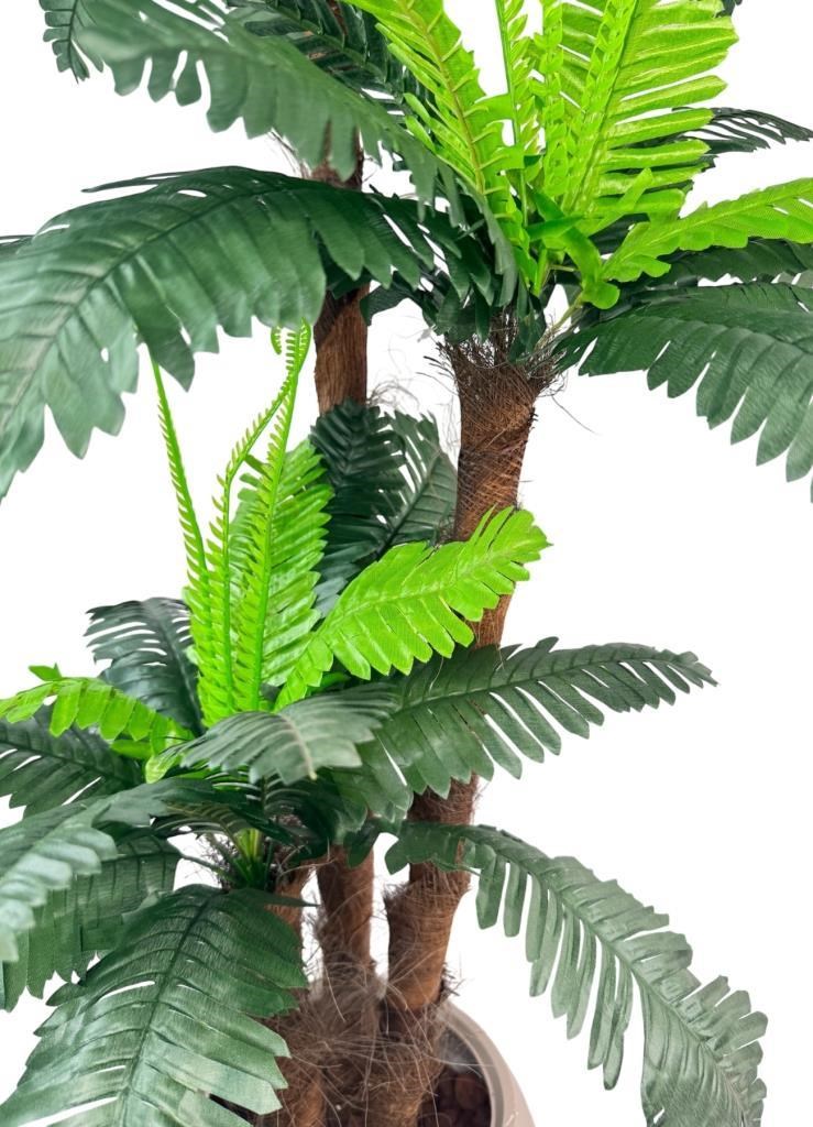 Yapay Ağaç Sıkas Palmiye Ağacı Beyaz Küre Saksıda 120*50cm 45 Yapraklı