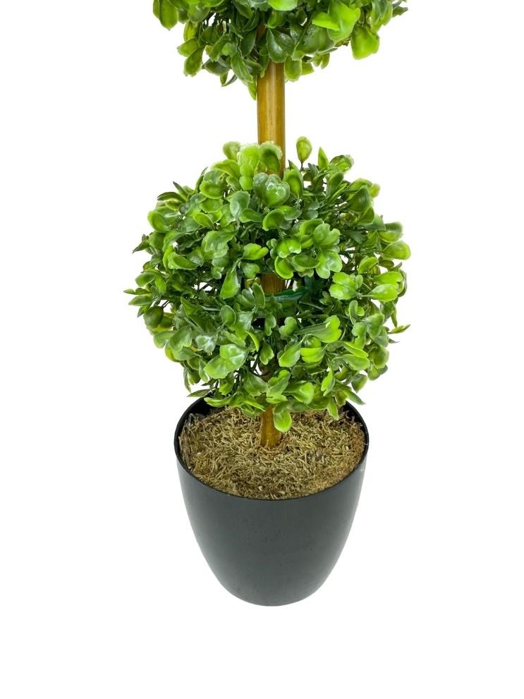 Yapay Ağaç Şimşir Top 2 Toplu 12x40cm Siyah Saksıda 