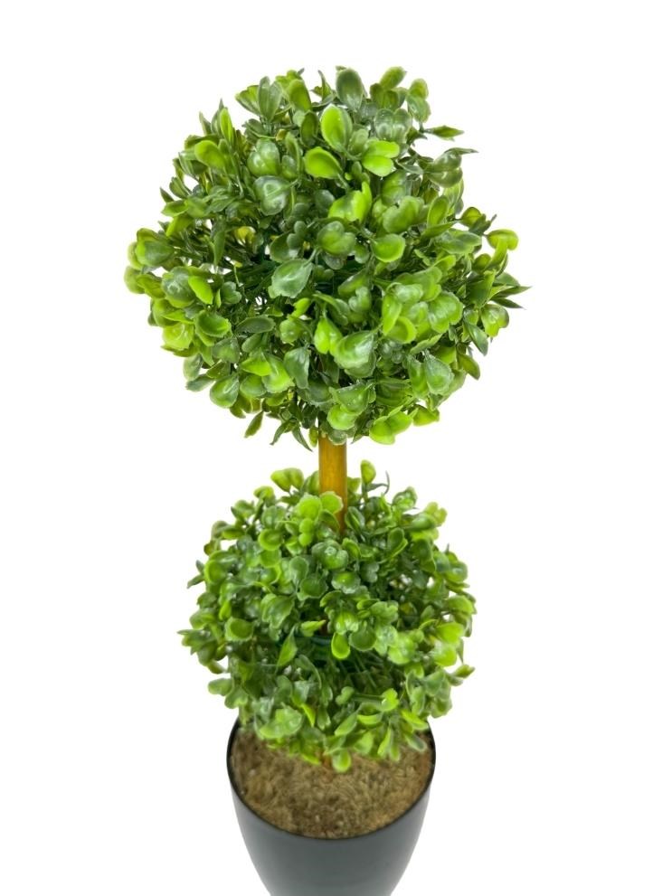 Yapay Ağaç Şimşir Top 2 Toplu 12x40cm Siyah Saksıda 