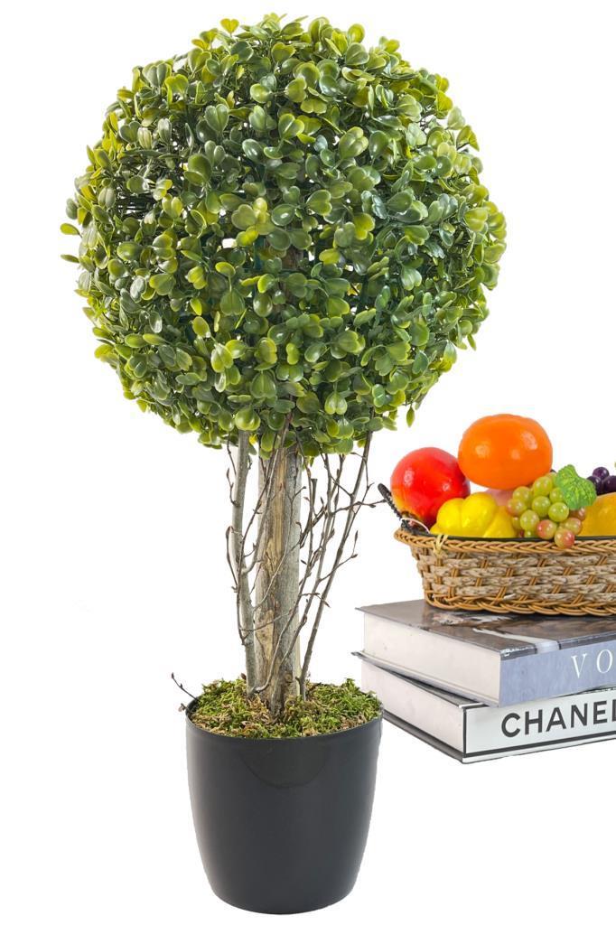 Yapay Ağaç Şimşir Top Tek Toplu 23cmx45cm Siyah Saksılı