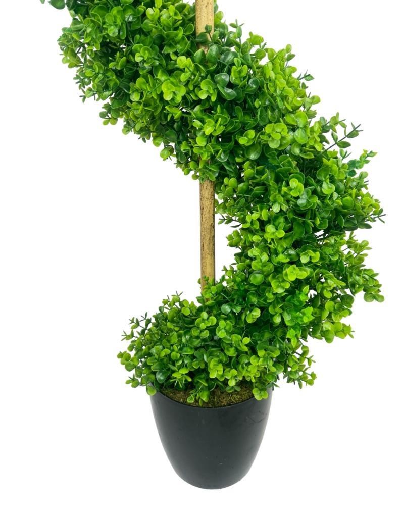 Yapay Ağaç Spiral Şimşir Ağacı 160cm Bambu Saplı Salon Bitkisi Düz Yeşil 