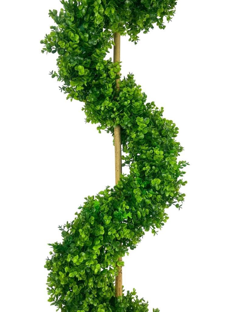 Yapay Ağaç Spiral Şimşir Ağacı 160cm Bambu Saplı Salon Bitkisi Düz Yeşil 