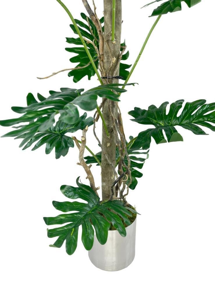 Yapay Ağaç Syngonium plants 18 Dallı Çalılı Gövde 120x60cm Gümüş Aleminyum Saksıda