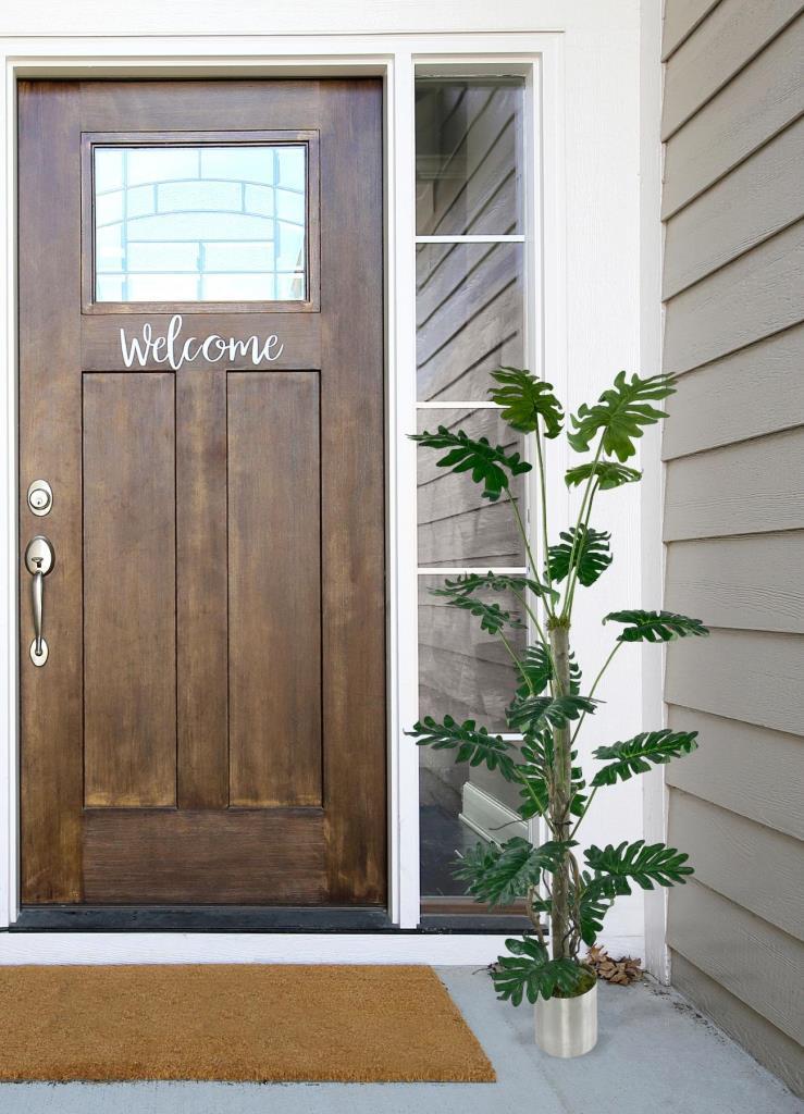 Yapay Ağaç Syngonium plants 18 Dallı Çalılı Gövde 120x60cm Gümüş Aleminyum Saksıda