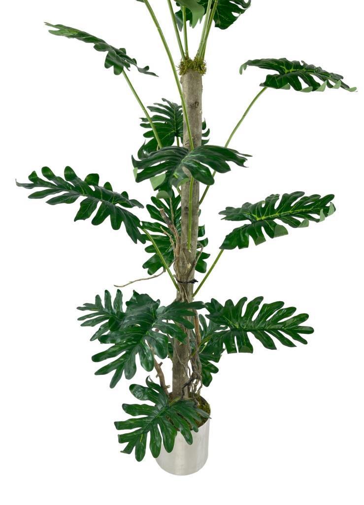 Yapay Ağaç Syngonium plants 18 Dallı Çalılı Gövde 120x60cm Gümüş Aleminyum Saksıda